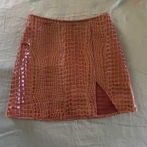 Princess Polly - The Wren Mini Skirt Brown Croc